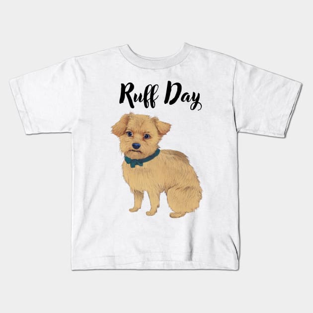 Funny Adorable Cream Norfolk Terrier Dog Having A Rough Day Kids T-Shirt by Mochabonk